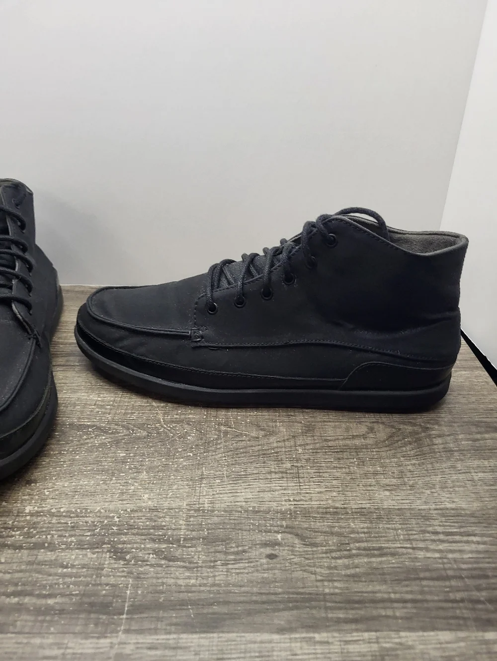 OluKai Nalukai Kapa Boots Mens 11.5 Shoes Black Canvas Casual Chukka Shoes